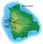 Karte von Bolivien; Vergrößerung per Mausklick