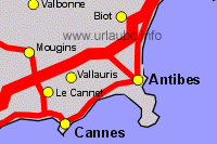 Karte von Cannes und Umgebung