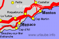 Karte von Menton und Umgebung
