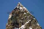 Die Gipfelspitze des Matterhorns im Winter von der Station Trockener Steg aufgenommen