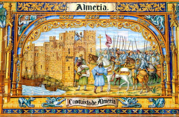 Kachelbild der Provinz Almeria, Brunnen am Plaza de Espana, Sevilla