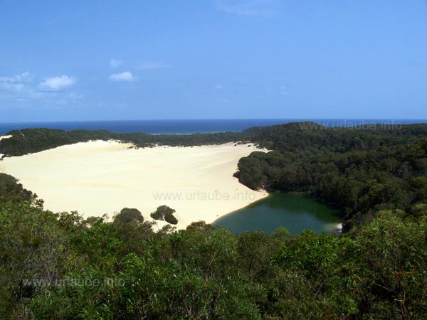 Blick auf die Sandd&uuml;ne und den Lake Wabby
