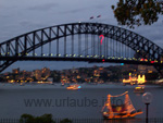 Blick auf die Harbourbridge ca. 3 Std. vor dem Countdown