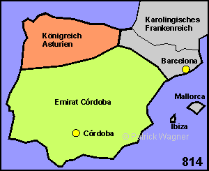 La péninsule ibérique pendant la période de floraison du royaume des Francs en 814