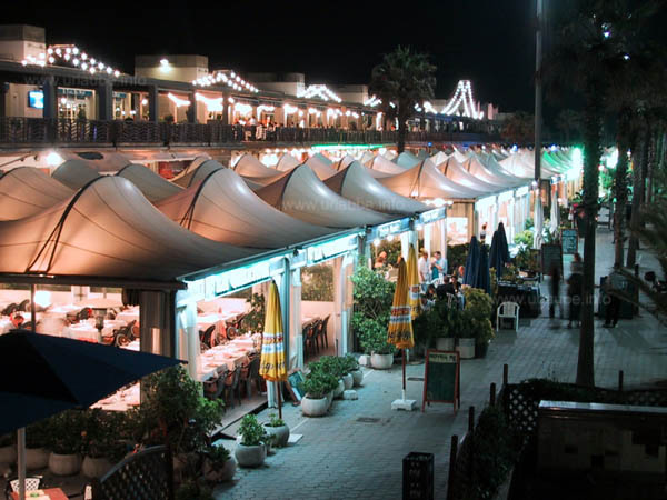 Ein Restaurant neben dem anderen im Port Olímpic