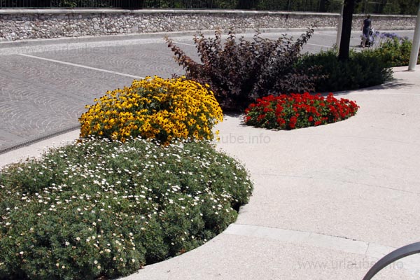 Sch&ouml;n angelegte Blumenbeete entlang der Uferpromenade