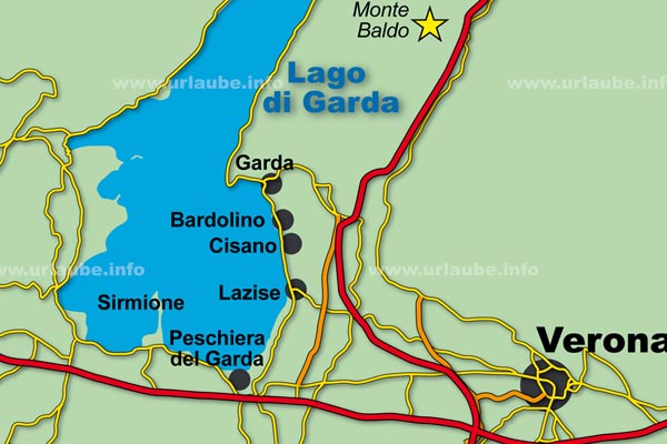Karte vom S&uuml;dteil des Gardasees