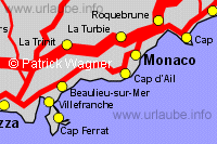 Carte de Menton jusqu'à Nice